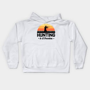 Hunting Passion Hunter Retro Sun Kids Hoodie